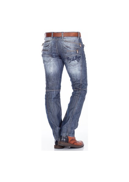 Cipo&Baxx C-0751 Parça Dikişli Fermuarlı Gri Erkek Kot Pantolon