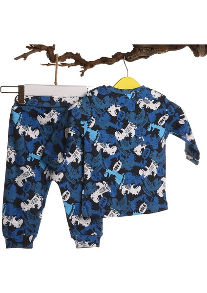 İnterlok Kaykaylı Dinazor Bebek Pijama Takım