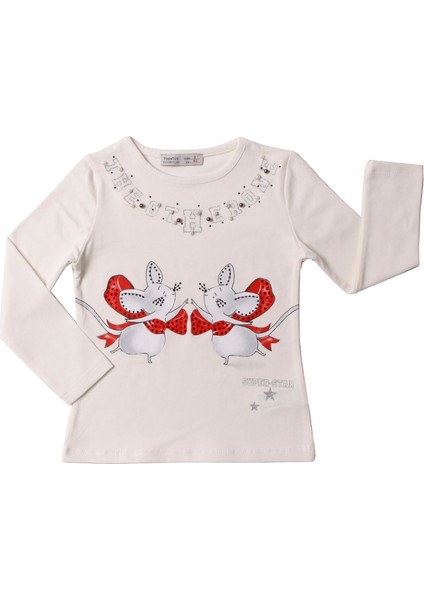 Kız Çocuk Tshirt Yaka Inci Taş