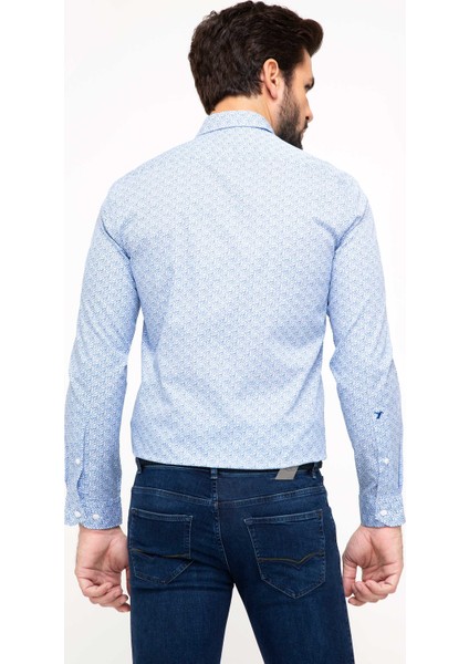 Sax Mavisi Slim Fit Gömlek