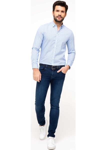 Sax Mavisi Slim Fit Gömlek