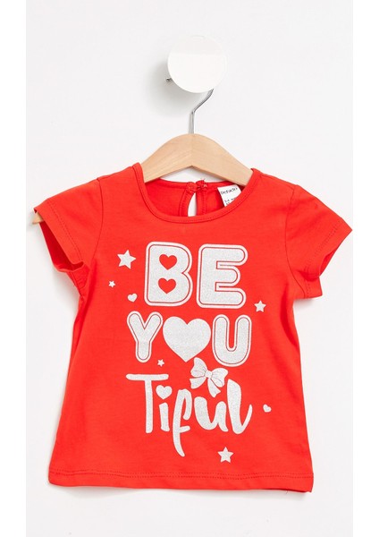 Kız Bebek Baskılı Kısa Kollu T-Shirt