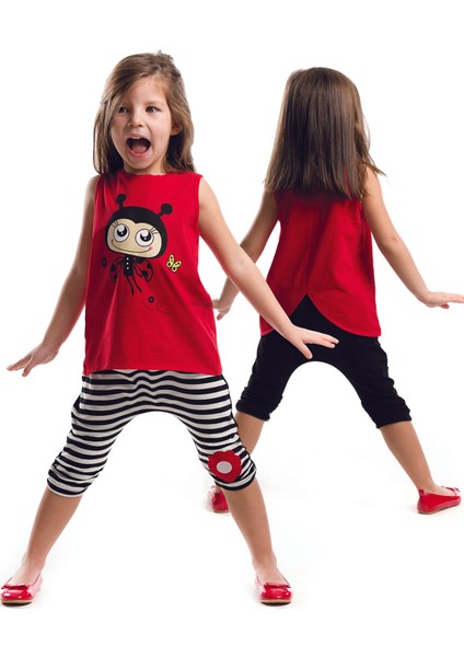 Uç Uç Kız Çocuk T-shirt Kapri Şort Takım