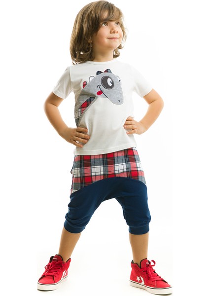 Dino Ekose Erkek Çocuk T-shirt Şort Takım