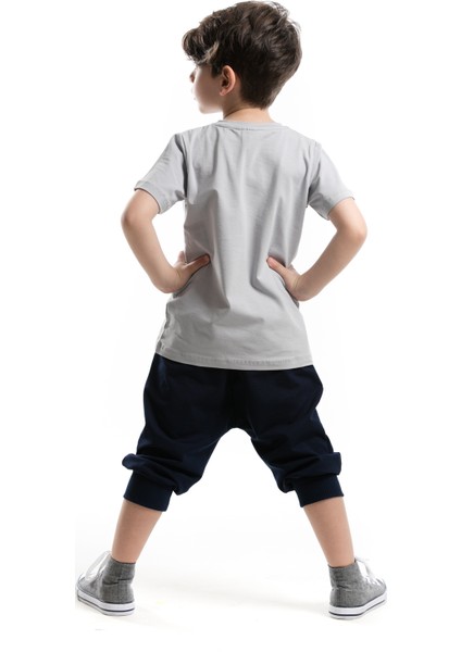 Fermuar Dino Erkek Çocuk T-shirt Kapri Şort Takım