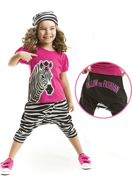 Zebra Fashion Kız Çocuk T-shirt Kapri Şort Takım