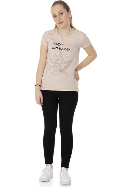 Kız Çocuk T-Shirt Yıldız Taşlı