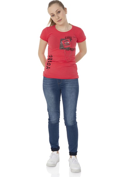 Kız Çocuk T-Shirt Göğsü Lazer Kesim
