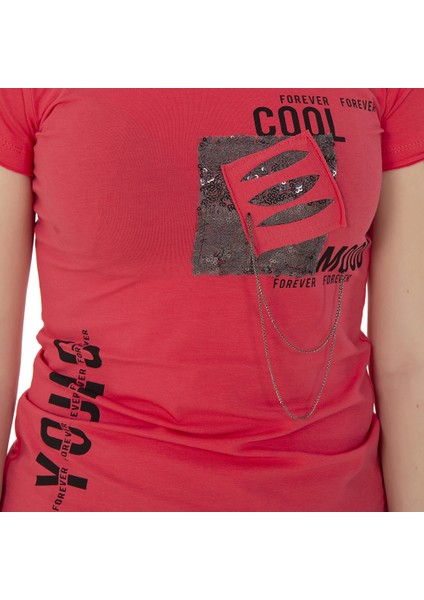 Kız Çocuk T-Shirt Göğsü Lazer Kesim