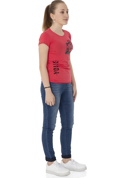 Kız Çocuk T-Shirt Göğsü Lazer Kesim