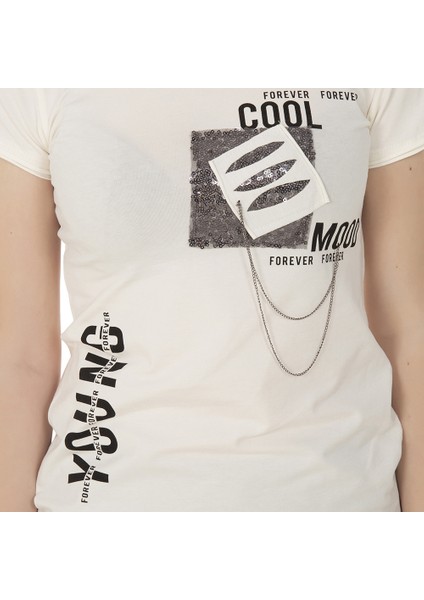 Kız Çocuk T-Shirt Göğsü Lazer Kesim