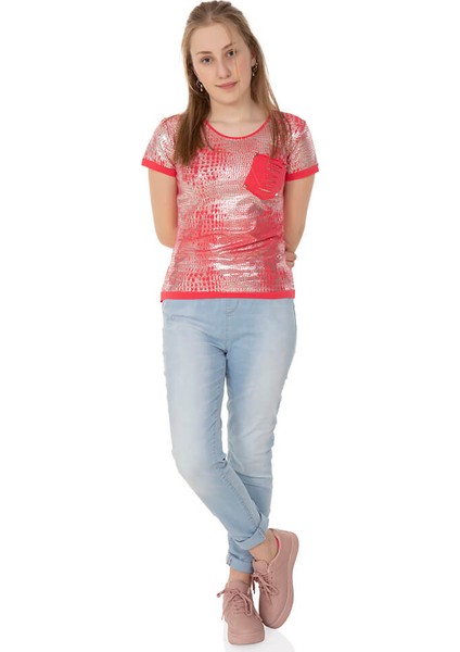 Kız Çocuk T-Shirt Komple Varak Baskı Lazer Kesim