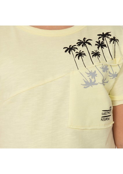 Erkek T-Shirt Palmiyeli Baskı