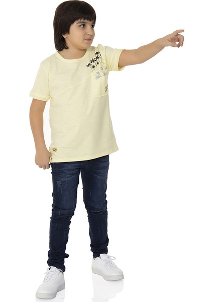 Erkek T-Shirt Palmiyeli Baskı
