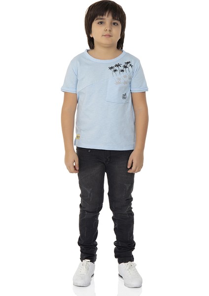 Erkek T-Shirt Palmiyeli Baskı