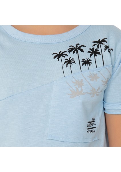 Erkek T-Shirt Palmiyeli Baskı