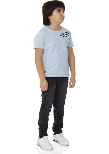 Erkek T-Shirt Palmiyeli Baskı