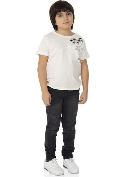 Erkek T-Shirt Palmiyeli Baskı