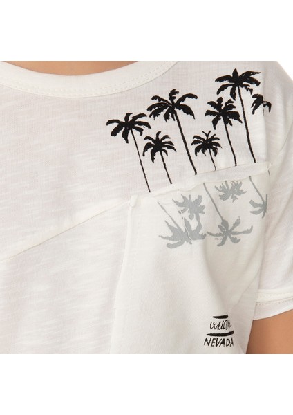 Erkek T-Shirt Palmiyeli Baskı