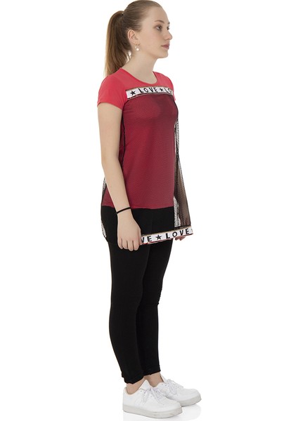 Kız Çocuk Fileli Love Nakış T-Shirt modelleri