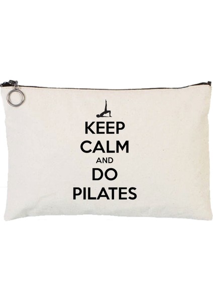 Keep Calm Do Pilates Astarlı Bez Tablet Ve Makyaj Çantası