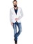 Cipo&Baxx CJ126 Kolları Penye Beyaz Erkek Blazer Spor Ceket 4