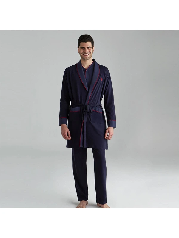 U.S. Polo Assn. Erkek Damat Çeyiz Pijama Takımı Robdöşambır Lacivert 12001