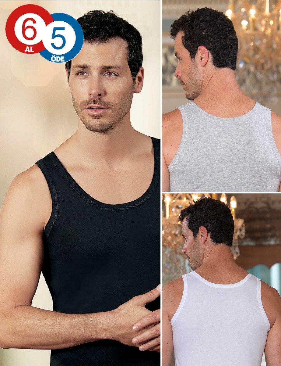 Şahinler 6 Lı Paket %100 Pamuk Erkek Atlet ME002-ME005 görsel 4