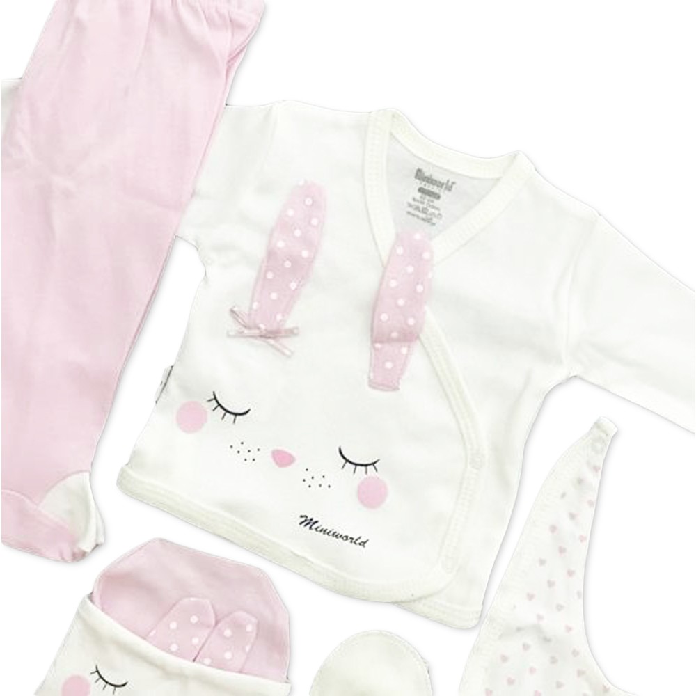 Miniworld Kız Bebek Hastane Çıkışı 5�li Zıbın Seti 14227
