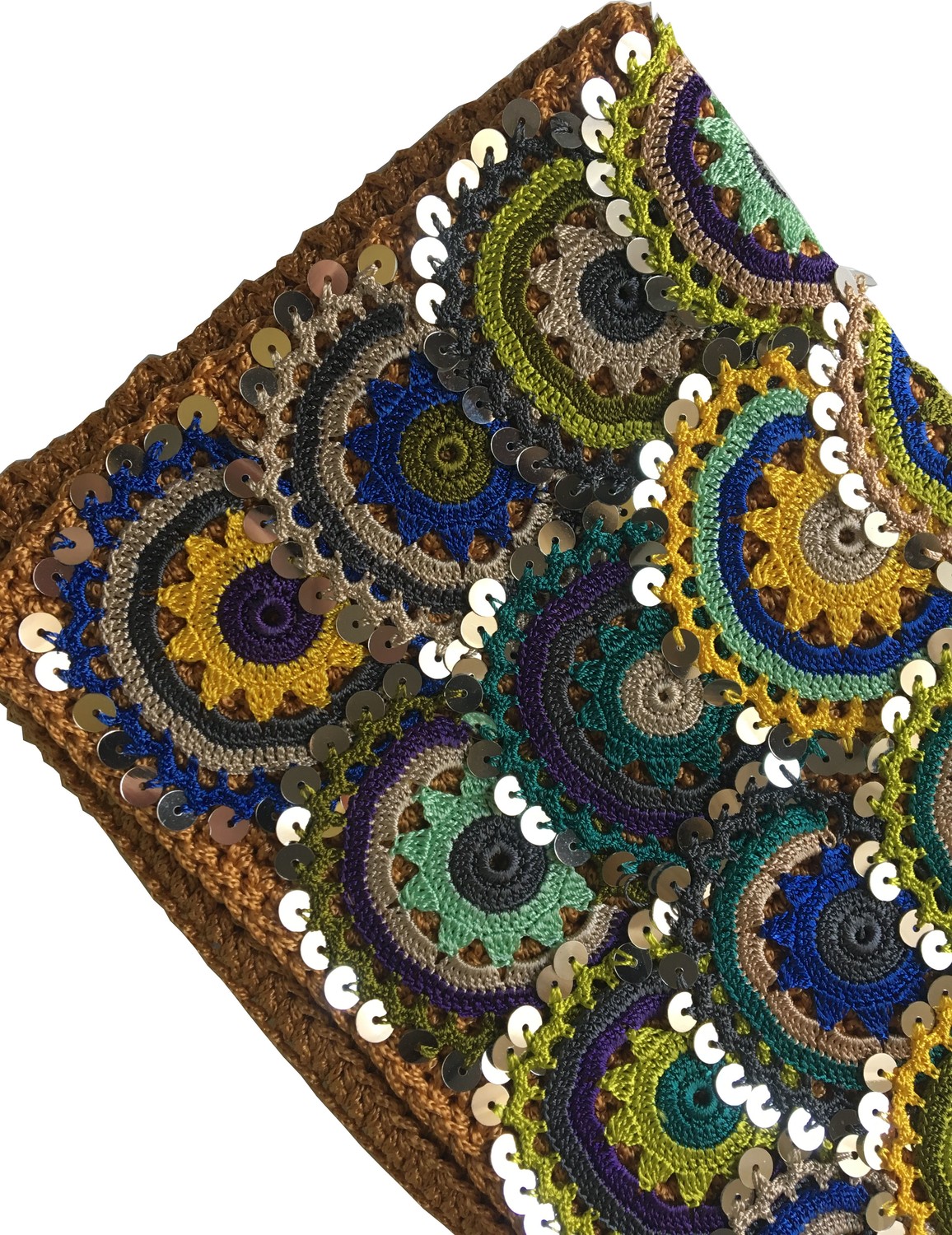Pafuli El Yapımı Etnik Clutch Çanta Hardal görsel 4