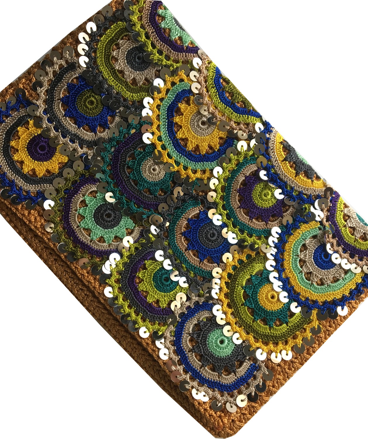 Pafuli El Yapımı Etnik Clutch Çanta Hardal