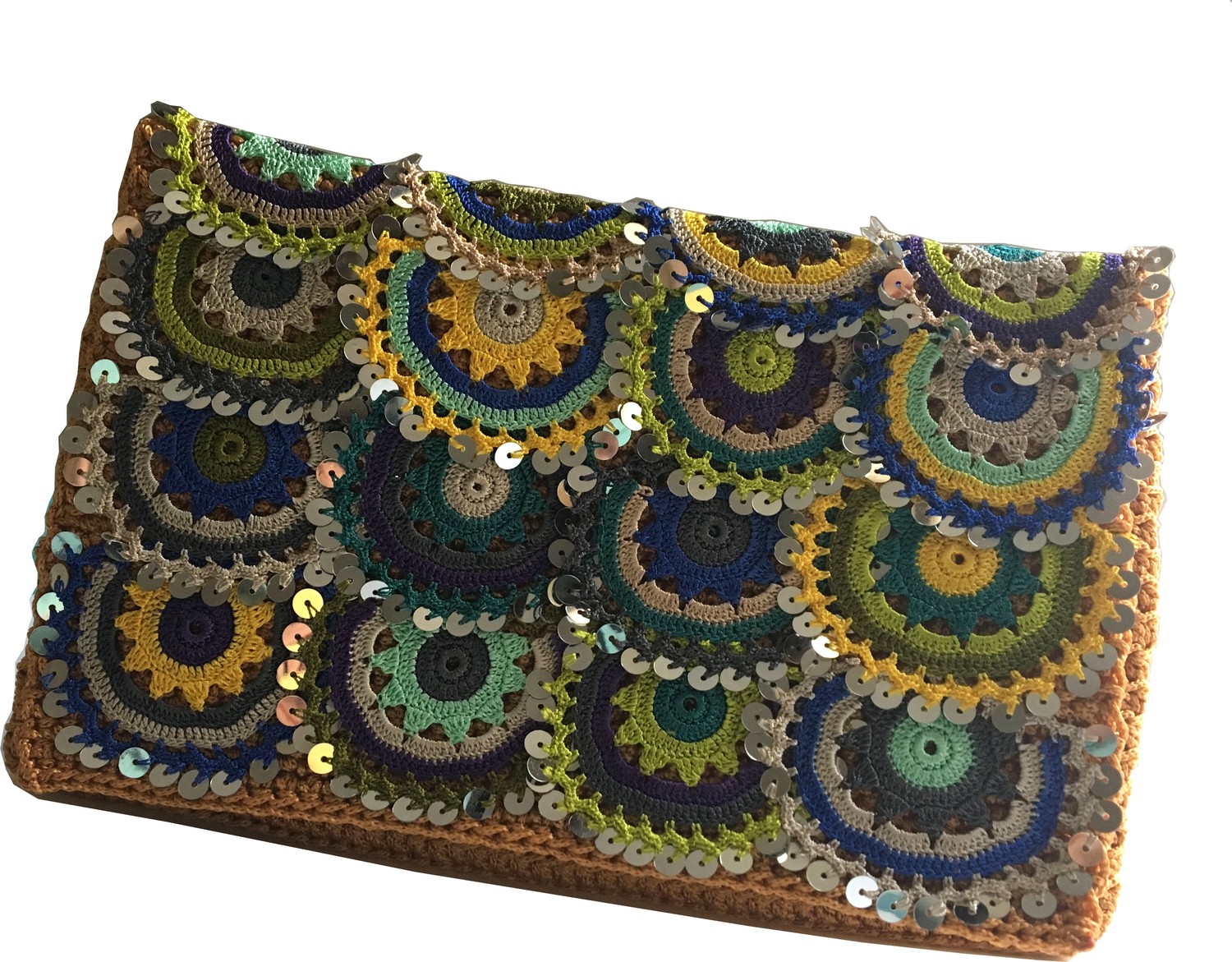 Pafuli El Yapımı Etnik Clutch Çanta Hardal görsel 2