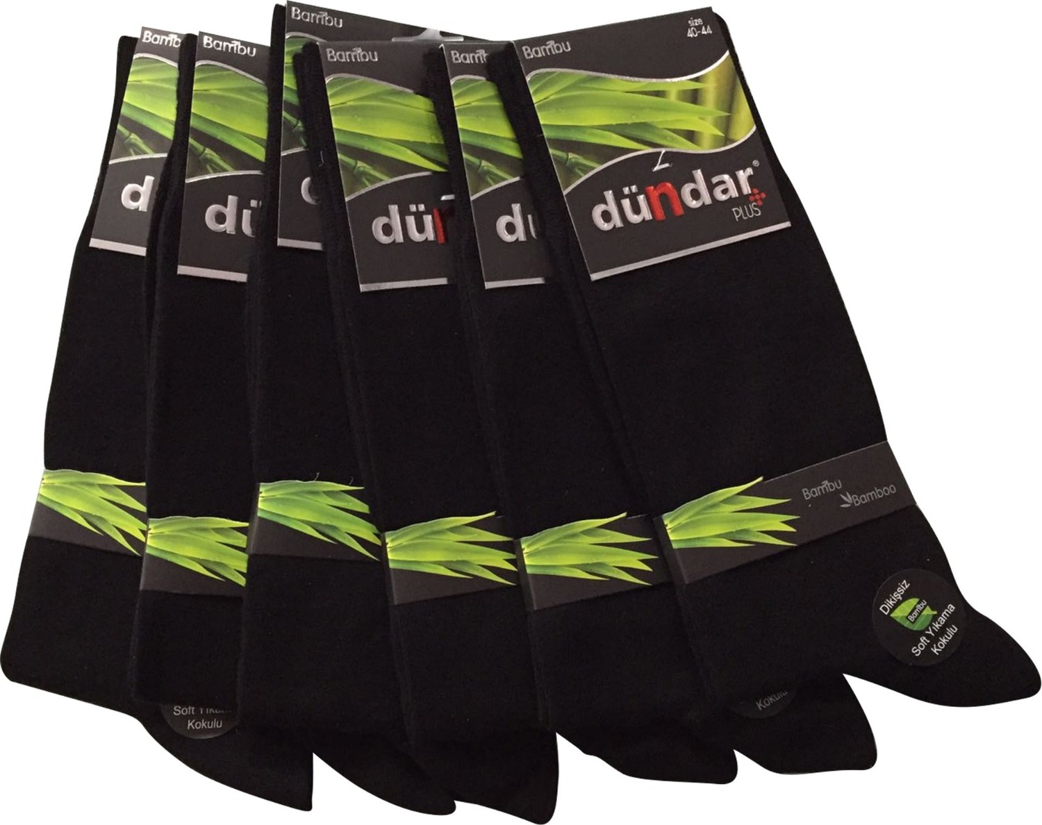 Dündar Plus 6'lı Paket Erkek Mevsimilik Siyah Çorap Dikişsiz Bambu