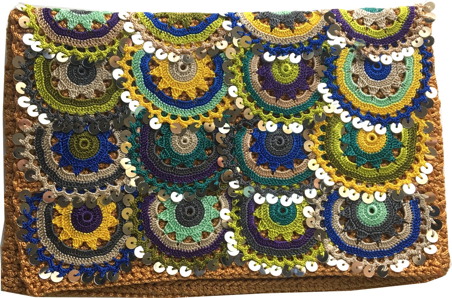 Pafuli El Yapımı Etnik Clutch Çanta Hardal görsel 3
