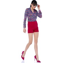 Sense 14056 Süs Cepli Atlas Krep Şort