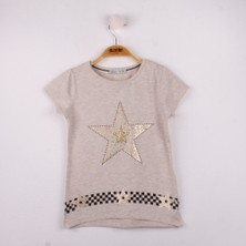 Toontoy  Kız Çocuk T-Shirt Yıldız Baskı K.Melanj 6 Yaş K-140