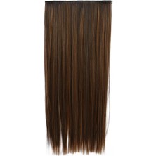 Takıştır 8339001 Isıya Dayanıklı Yarımay Çıt Çıt Saç - 2H6 - Kahverengi Balyaj - Düz - 60 Cm - 110 Gr