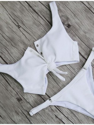 Angelsin Beyaz Çıtçıtlı Şık Bikini Takım