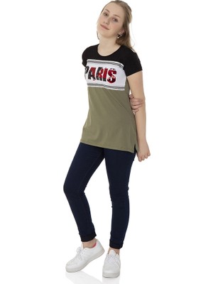 Toontoy  Kız Çocuk T-Shirt Paris Pul Nakış 10 Yaş K-128