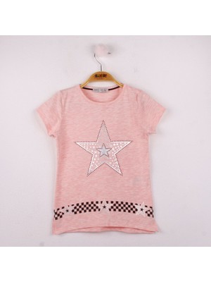 Toontoy  Kız Çocuk T-Shirt Yıldız Baskı P.Melanj 7 Yaş K-141