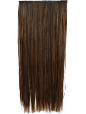 Takıştır 8339001 Isıya Dayanıklı Yarımay Çıt Çıt Saç - 2H6 - Kahverengi Balyaj - Düz - 60 Cm - 110 Gr