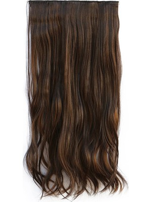 Takıştır 8339002 Isıya Dayanıklı Yarımay Çıt Çıt Saç - 2H6 - Kahverengi Balyaj - Dalgalı - 60 Cm - 110 Gr