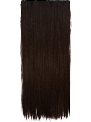 Takıştır 8339007 Isıya Dayanıklı Yarımay Çıt Çıt Saç - 4# - Çikolata Kahve - Düz - 60 Cm - 110 Gr