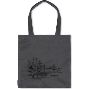 Ju Yaratıcı Tasarım Bez Omuz Çantası Nakışlı Ortaköy Antrasit