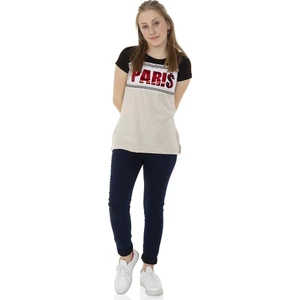 Kız Çocuk T-Shirt Paris Pul Nakış 10 Yaş K-128
