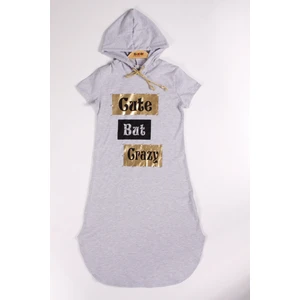 Kız Çocuk Elbise Cute Baskılı Gri 8 Yaş K-131