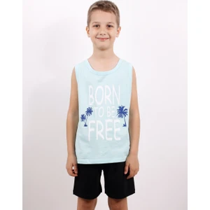Erkek Çocuk Free Baskılı Şortlu Takım Mint Yeşili 7 Yaş K-211