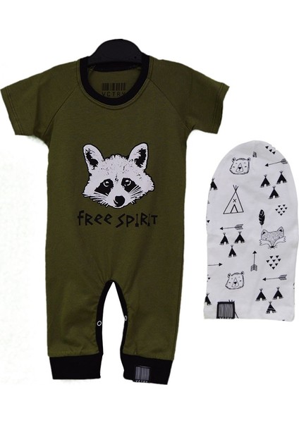 84783 Raccoon Şapkalı Bebek Tulumu
