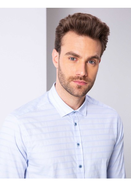 Erkek Açık Mavi Slim Fit Uzun Kollu Gömlek 50200516-VR003 fiyatları