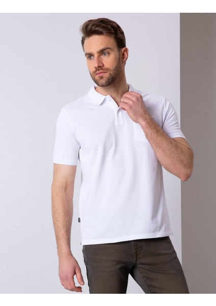 Erkek Beyaz Regular Fit Polo Yaka Basic Tişört 50204835-VR013